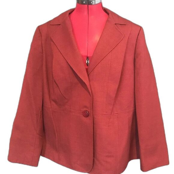 Jones Studio Blazer Women’s Plus Size 16W Burgundy Long Sleeve One-Button - Picture 1 of 8